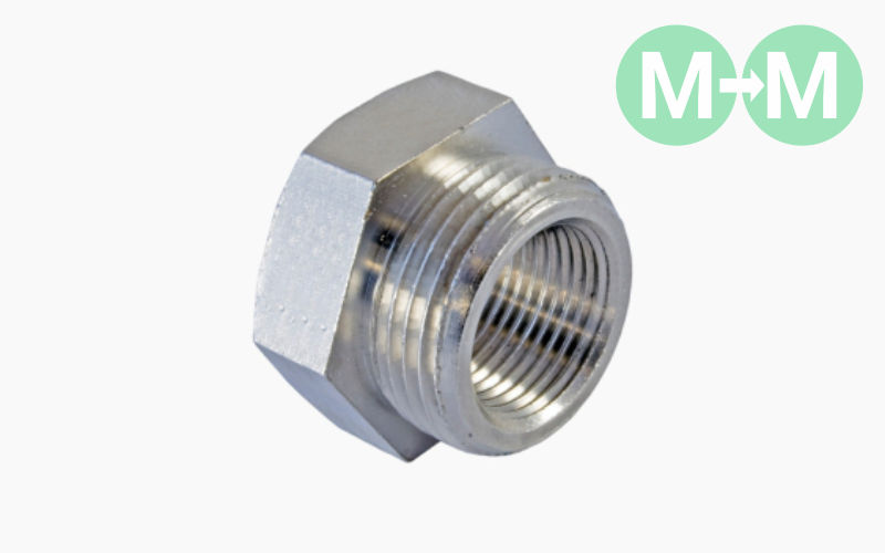 METRIC THREAD REDUCERS M16 FEMALE TO M12 MALE THREAD REDUCE ADAPTOR HEX 25mm BZP 